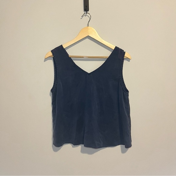 Lunya Washable Silk V Neck Pajama Pant Set Deep Blue - Picture 3 of 9